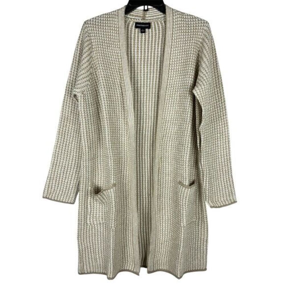 Fortune + Ivy Womans Long‎ Sweater Pockets Cozy Knit L Oatmeal Granola Girl NEW